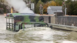 US Marines Drive Humvee During Extreme Deep Water Crossing [upl. by Annoif]