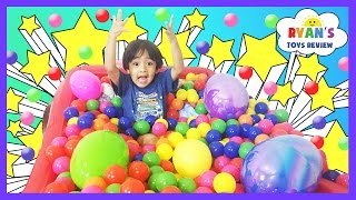 HUGE EGGS SURPRISE TOYS Challenge in Giant Ball Pit [upl. by Anitnuahs843]