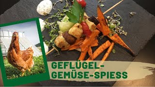 Kita amp Schulessen lecker amp bunt GeflügelGemüsespieß mit SüßkartoffelFries amp Staudenselleriesalat [upl. by Aloel]