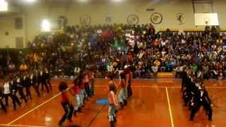 LHS POMS dance to Run the World Beyonce at Laurel High Schools Pep Rally [upl. by Noonan]