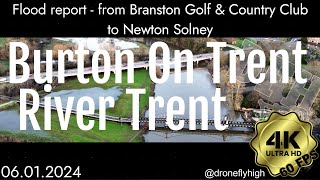 Burton On Trent  Flood update  Branston Golf Club to Newton Solney  06012024 [upl. by Shanney872]