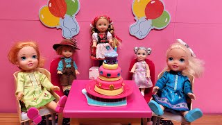 Cousins Birthday  Elsa amp Anna toddlers  cake  fun party  gifts  Barbie dolls  Shopkins [upl. by Ydisac]