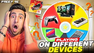 Playing Free Fire On Different Devices😱😍Pc Mobile Ps5 And More🤣As Gaming  Free Fire India [upl. by Dylan]