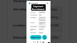 Cognizant Recruitment 2024  Cognizant new hiring shorts cognizantjobs [upl. by Suryc]