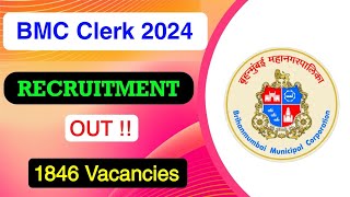 BMC Clerk Recruitment 2024  Notification Out  Full Detail Explained  MDE [upl. by Vannie]