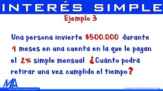 Interés simple  Ejemplo 3 [upl. by Yajet]