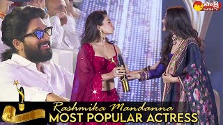 Most Popular Actress Of The Year 2021 to Rashmika Mandanna  Sakshi Excellence Awards 2021SakshiTV [upl. by Samalla793]