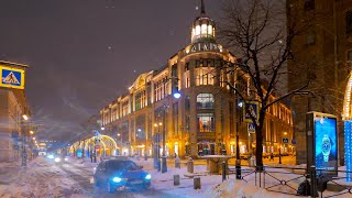 🇷🇺 4K Snowcovered SAINT PETERSBURG Morning walk along Malaya and Bolshaya Konyushennaya streets [upl. by Lada]