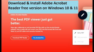 How to Download amp Install Adobe Acrobat Reader free version on Windows 10 amp Windows 11 [upl. by Ayita]