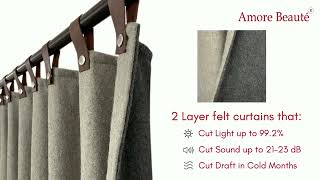 Doublelayer wool felt curtain  Two Tone Double Layer Wool Felt Curtains Winter Drapes [upl. by Ellerd262]