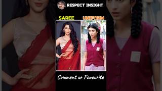 South Indian Actress 😍 in Saree vs School Uniform shorts tamanna ytshorts actress [upl. by Aiken]