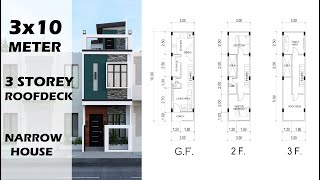 3x10 METERS  3 STOREY HOUSE DESIGN [upl. by Schnabel111]