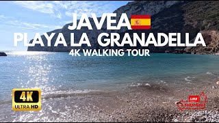 Javea 🇪🇸 Clear Blue Water at Playa La Granadella  4K Walking Tour 🏖️🌊 [upl. by Ase]