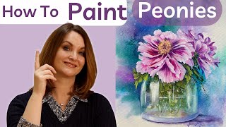 How to Paint Peonies Using Oil over Watercolour [upl. by Anuaik298]