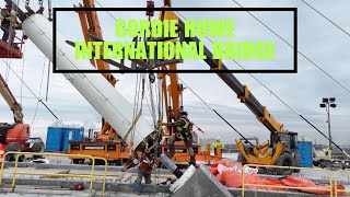 Gordie Howe International Bridge Permanent Stay Cable Covers Install 4K [upl. by Sirovat419]