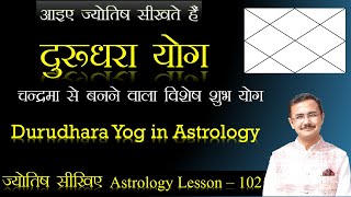 दुरुधरा योग  चन्द्रमा से बनने वाला योग  Durudhara Yog and its effect in Astrology lesson 102 [upl. by Elrahc426]