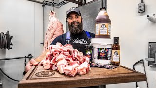 How to cut and smoke Pork Belly Burnt Ends  The Bearded Butchers [upl. by Leta]