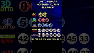 Lotto Result November 20 2024 9pm Draw shorts [upl. by Eeima]