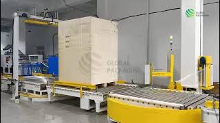 Online  Fully Automatic Pallet Wrapping amp Strapping Machine  Global Packaging [upl. by Bartel]