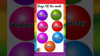 Name of the weekdays  week days name nurseryrhymes staylittlechannel preschool [upl. by Ylrehc813]