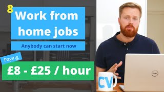 8 work from home jobs anyone can start now  UK US Worldwide [upl. by Aneeuqal]