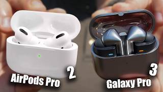 Airpods Pro 2 vs Galaxy Buds 3 PRO  Honest Comparison amp Testing [upl. by Ayhdiv]