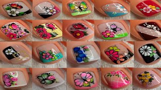 DISEÑOS de uñas 35 MODELOS de Uñas  Mejor recopilación de ARTE EN UÑAS 💅 🦶🌸🦋 [upl. by Ragnar]