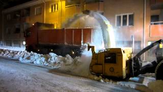 Snöröjning med snöslunga  Snow removal with a snowblower in Sweden [upl. by Dumah]