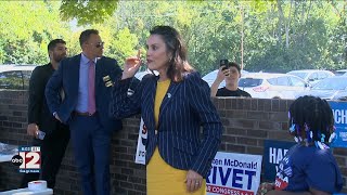 Gov Gretchen Whitmer appears in Flint for the HarrisWalz campaign [upl. by Aicemed]