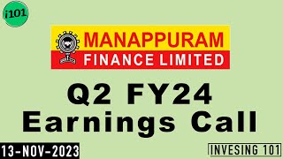 Manappuram Finance Limited Q2 FY24 Earnings Call  Manappuram Finance Concall  2024 Q2 Results [upl. by Krell]