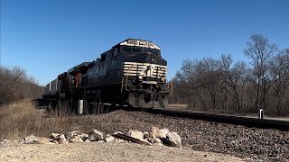 Slow moving Q train ft NS Dash 9 leader  Q NYCLAC  BNSF Transcon Emporia sub22023 [upl. by Jun]