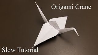 Origami Crane  How to Make the origami Crane  Slow Tutorial [upl. by Aigroeg]