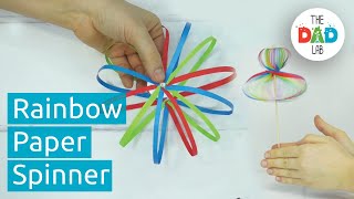 How to Make Rainbow Spinning Toy with Paper Strips [upl. by Alikee]