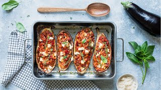 Aubergines farcies au chèvre thym tomates et basilic  Végétarien [upl. by Notac342]