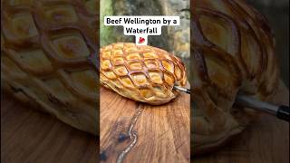 Beef Wellington by a Waterfallbeef cooking forestkitchen meat nature [upl. by Oznerol962]