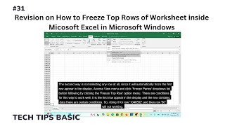 31  Revision on How to Freeze Top Rows of Worksheet inside Microsoft Excel in Microsoft Windows [upl. by Maxama]