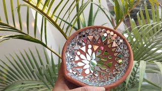 Diya Decoration Ideas ll easy diya decoration 2024 ll how to decorate diya ll mirror mosaic art [upl. by Ellehcam527]