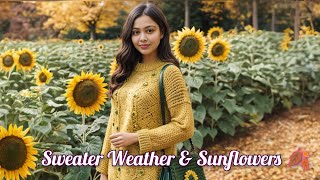 Sunflower Fields amp Cozy Autumn Fashion – Fall Aesthetic Vibes [upl. by Eldwun177]