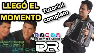 Llegó el momento  Peter Manjarrés Tutorial completo Diego Romero Acordeón [upl. by Ahsiaa]