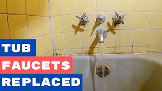 Three Handle Tub Faucet Replaced [upl. by Feldt915]