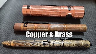 Spectacular Copper Olight Warrior Mini 2 amp Brass Bark Open [upl. by Enehs526]