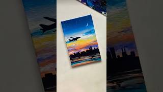 Aesthetic Night Sky Landscape painting shorts art [upl. by Yaned]