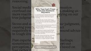 Why You Cant Trust Your Gut Instincts Anymore darkpsychology psychology facts psychologyfacts [upl. by Letha624]