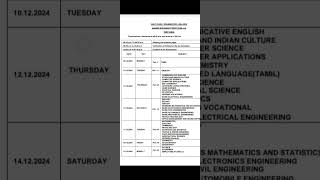 12th Standard Half Yearly Exam 2024  Time table  PDF  20242025 timetable halfyearly 12th [upl. by Roberts]