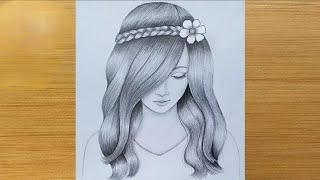 how to draw a girl drawing face girl drawing pancil sketch drawing for beginners step by step [upl. by Annavoj311]