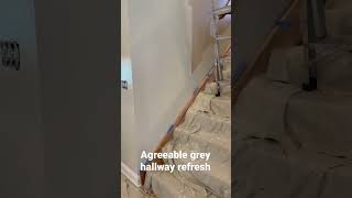 Hallway paint refresh with Sherwin Williams agreeable gray Home repair after a flood [upl. by Atiker]