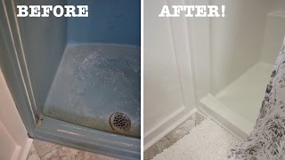 DIY Shower and Tub Refinishing How to Paint an Old Shower  Thrift Diving [upl. by Junna]