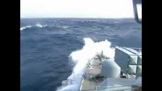 Freakwave hits german warship [upl. by Aramahs]