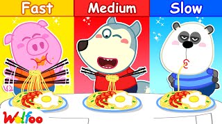 Wolfoo is the Fastest Fast Medium or Slow Food Challenge  Good Habits for Kids  Wolfoo Family [upl. by Reviel487]