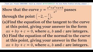 Equation of Tangent to the Curve  Equation of Normal  Differentiation  KS5 Maths [upl. by Loseff]